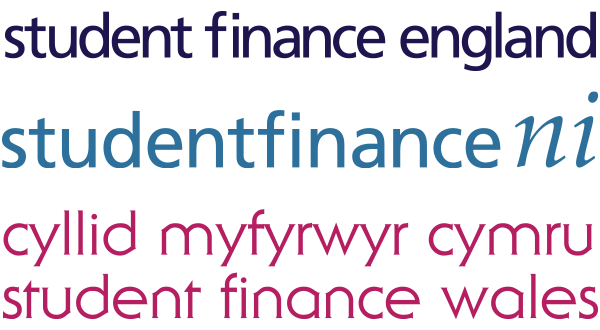brand logos for Student Finance England, Student Finance Northern Ireland and Student Finance Wales